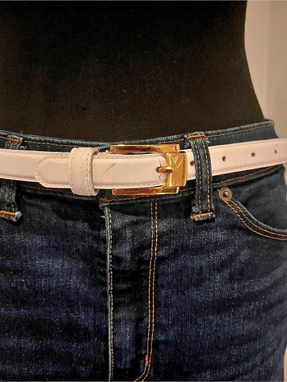 Liz Claiborne Belt Ivory with Gold-Tone Buckle Belt